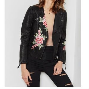 NWT/ TOPSHOP/ floral appliqué biker jacket